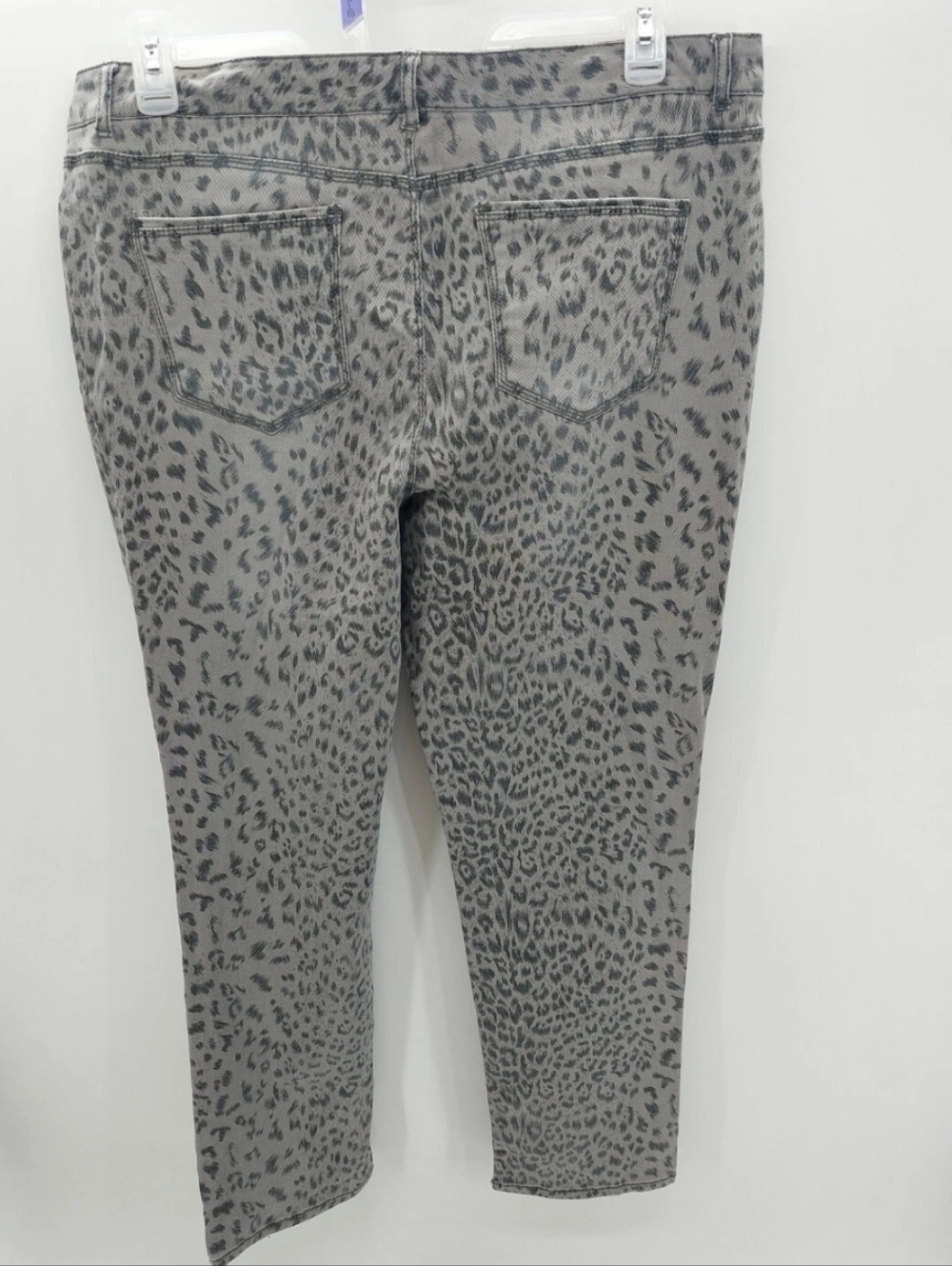 Leopard Print Women's Jeans - Grey - Picture 2 of 5